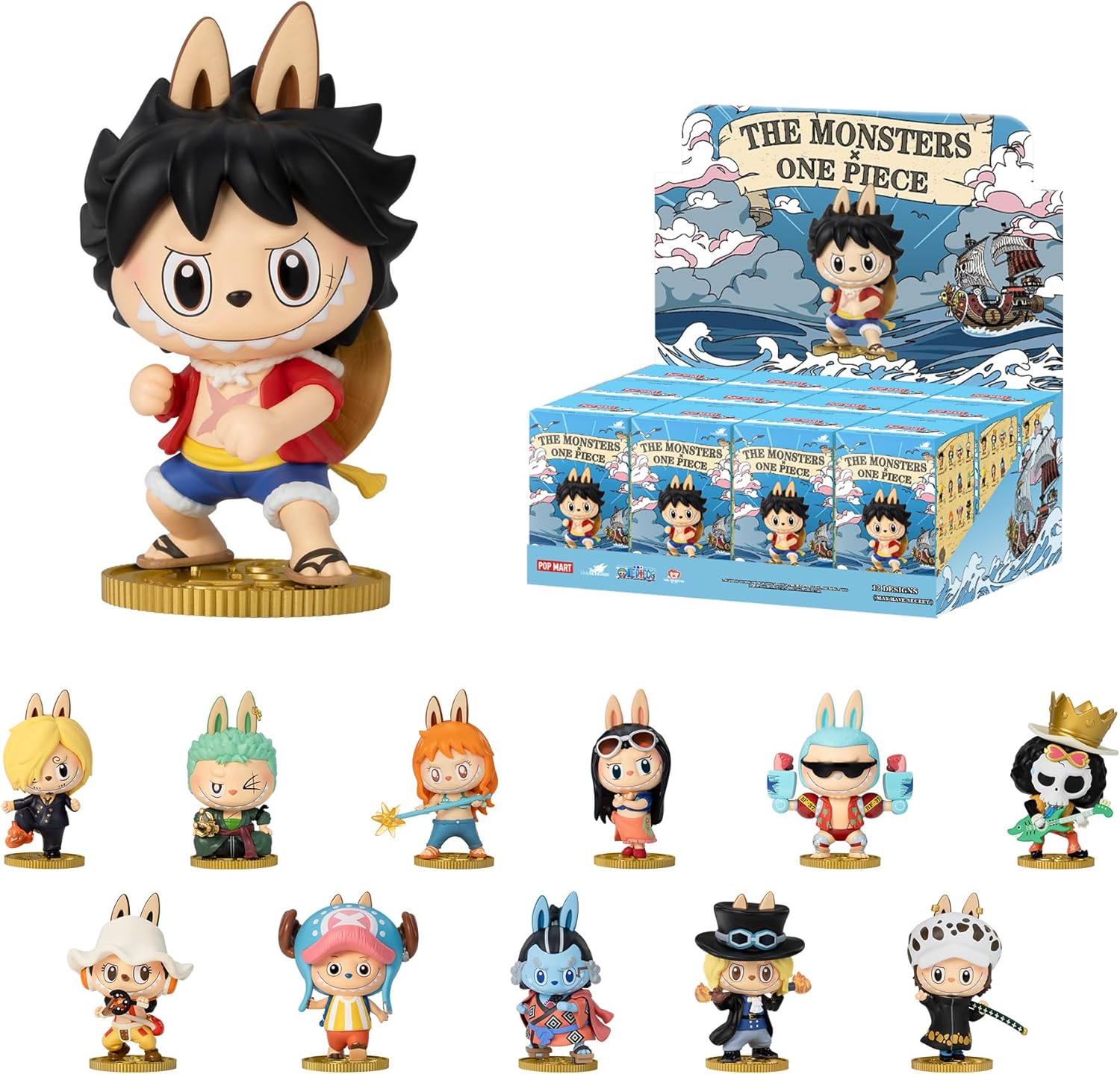 POP MART The Monsters × One Piece Series Figures Blind Box Figures, Random Design Action Figures Collectible Toys Home Decorations, Holiday Birthday Gifts for Girls and Boys, Single Box