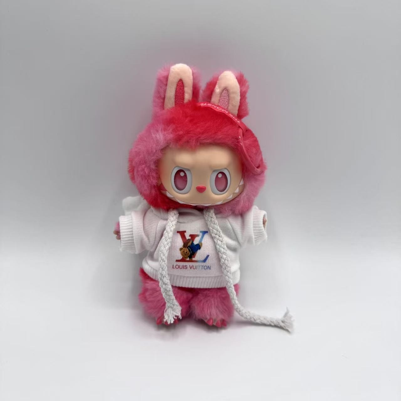 Labubu White Monogram-Style Hoodie Set – Streetwear Doll Outfit